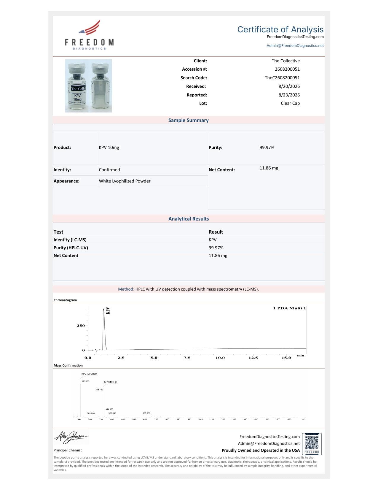 KPV 10mg COA