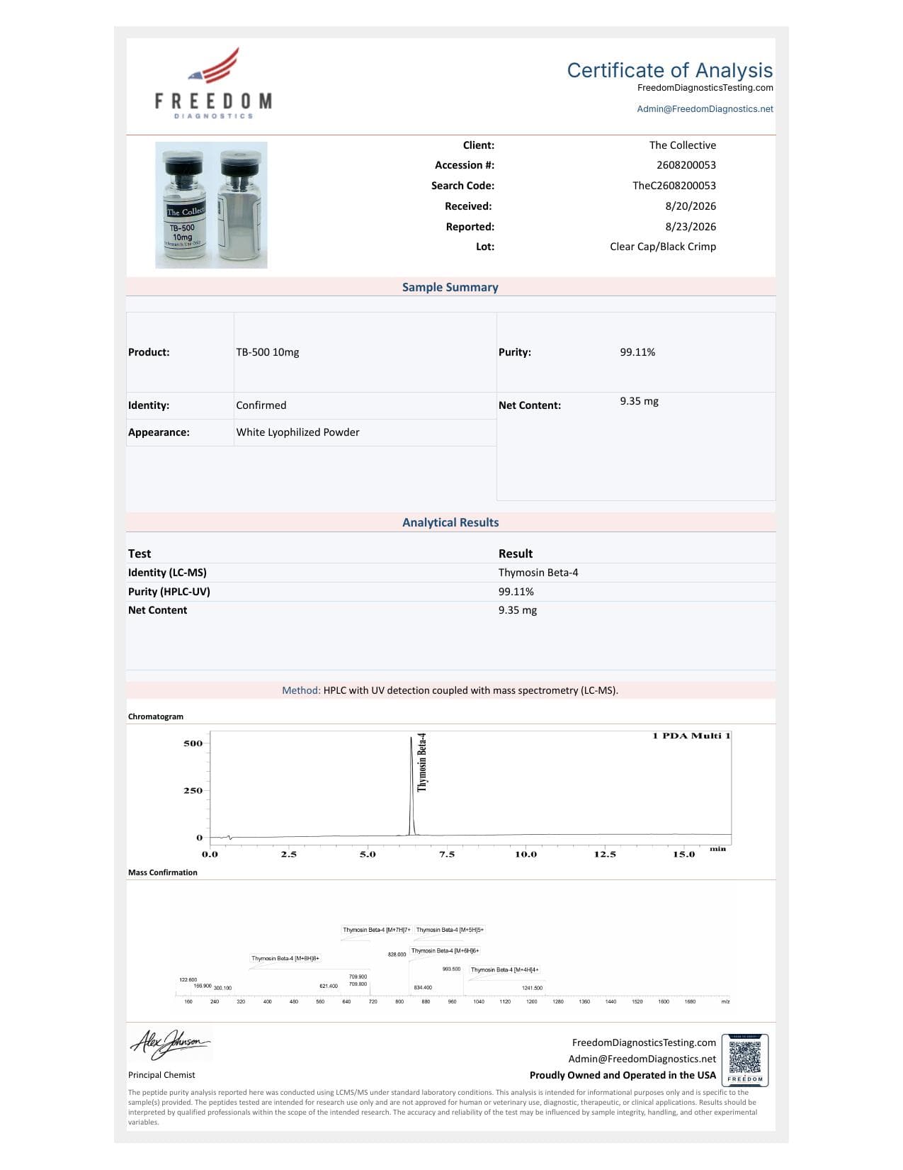 TB500 (TB-4) 10mg COA