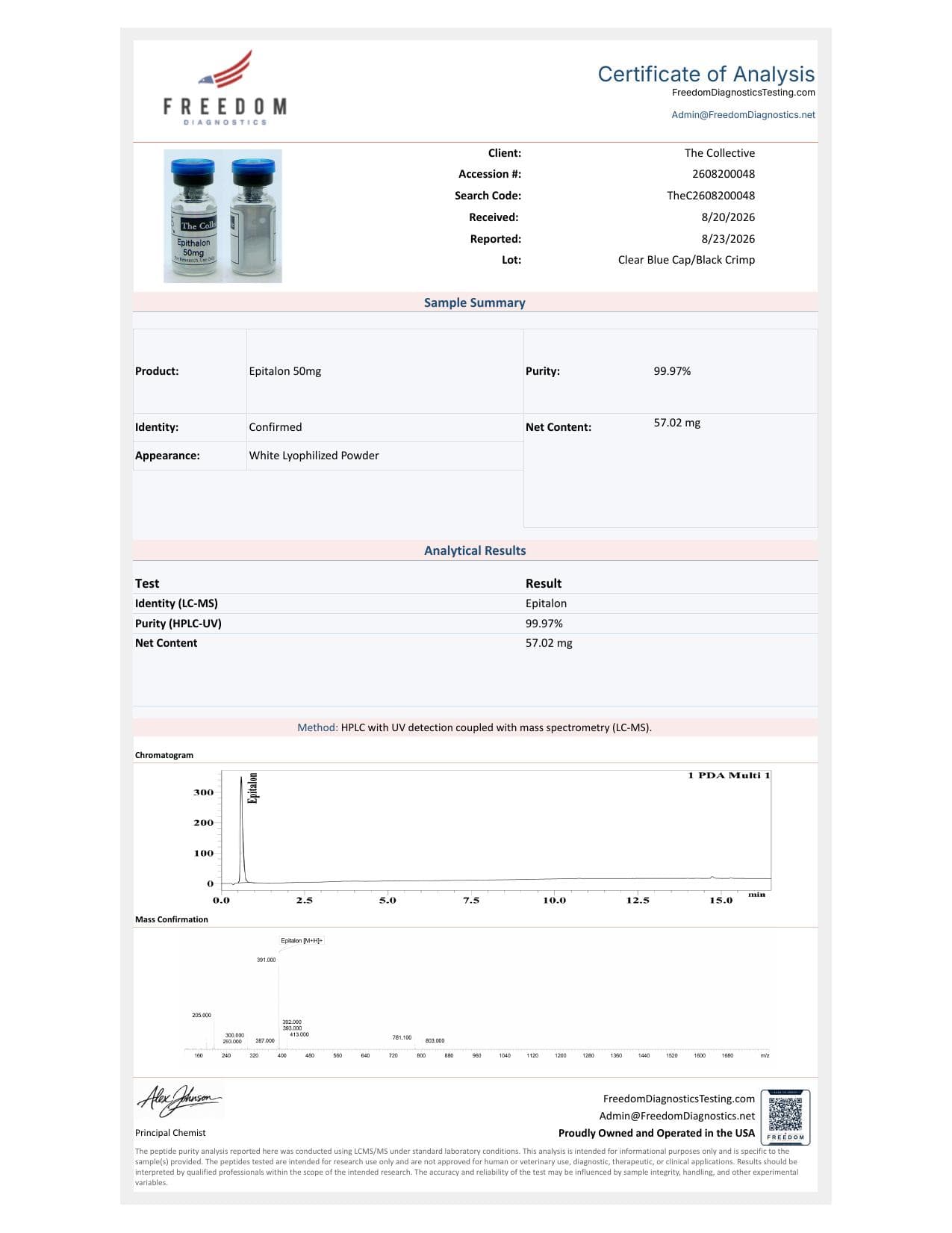 Epitalon 50mg COA